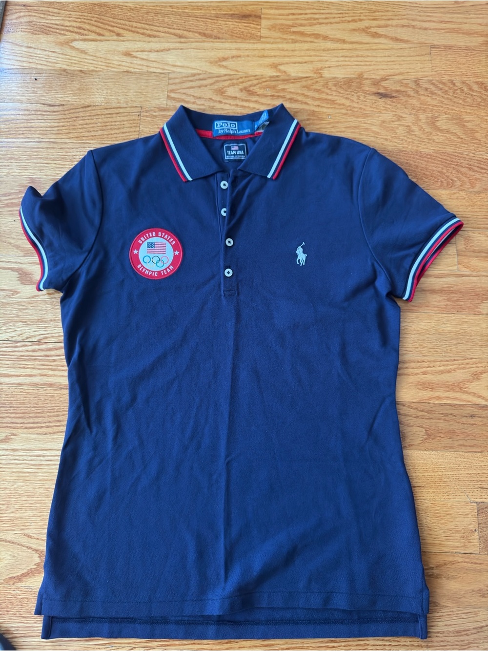 Ralph Lauren Team USA Olympic Navy Polo with Red and White Trim